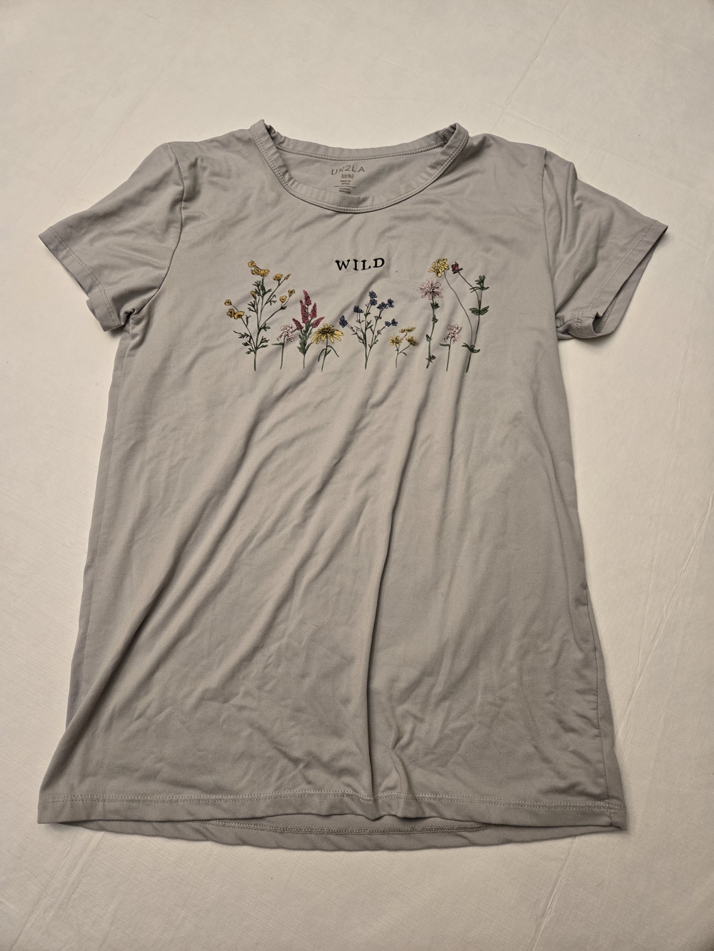 UK2LA Light Gray Wildflower Graphic Tee